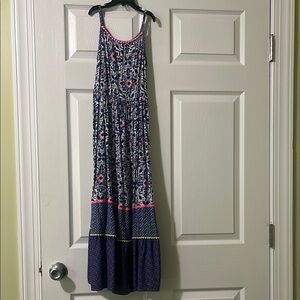 Floral Maxi Dress with Pink Accents